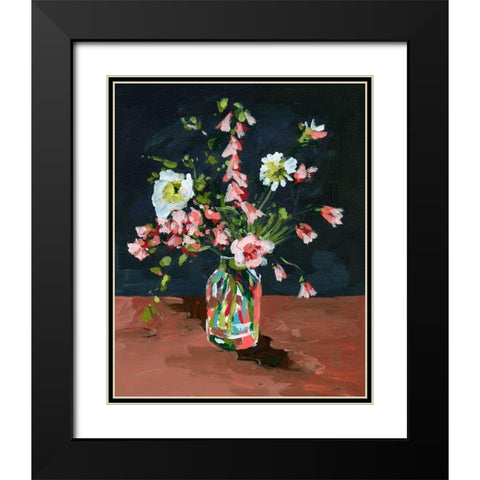 Bottle and Flowers I Black Modern Wood Framed Art Print with Double Matting by Wang, Melissa