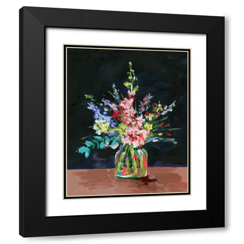 Bottle and Flowers II Black Modern Wood Framed Art Print with Double Matting by Wang, Melissa