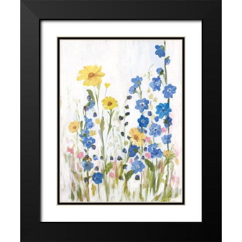 Periwinkle Wildflowers II Black Modern Wood Framed Art Print with Double Matting by Iafrate, Sandra