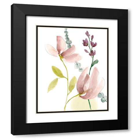Pastel Flower Composition II Black Modern Wood Framed Art Print with Double Matting by Goldberger, Jennifer