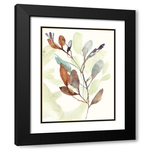 Rusty Sienna Leaves II Black Modern Wood Framed Art Print with Double Matting by Goldberger, Jennifer