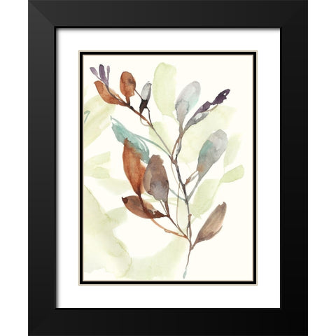 Rusty Sienna Leaves II Black Modern Wood Framed Art Print with Double Matting by Goldberger, Jennifer