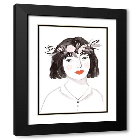 Blossom Crown I Black Modern Wood Framed Art Print with Double Matting by Borges, Victoria