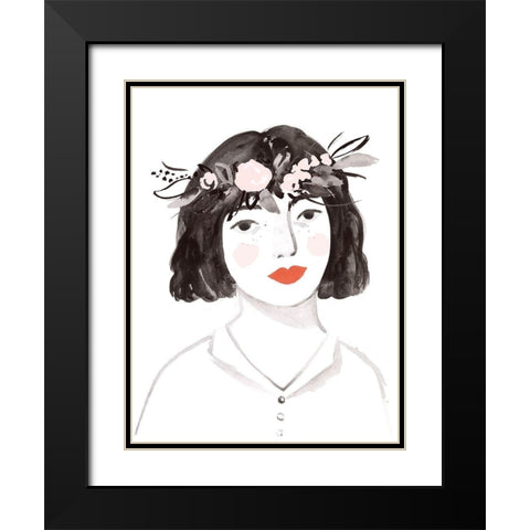 Blossom Crown I Black Modern Wood Framed Art Print with Double Matting by Borges, Victoria