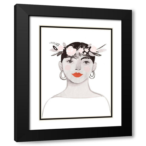Blossom Crown III Black Modern Wood Framed Art Print with Double Matting by Borges, Victoria
