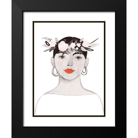 Blossom Crown III Black Modern Wood Framed Art Print with Double Matting by Borges, Victoria