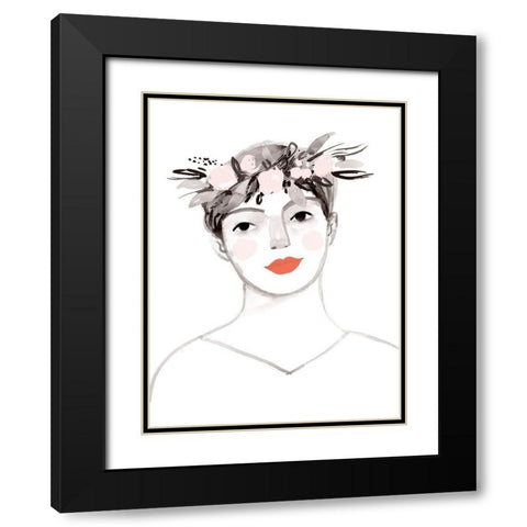 Blossom Crown IV Black Modern Wood Framed Art Print with Double Matting by Borges, Victoria