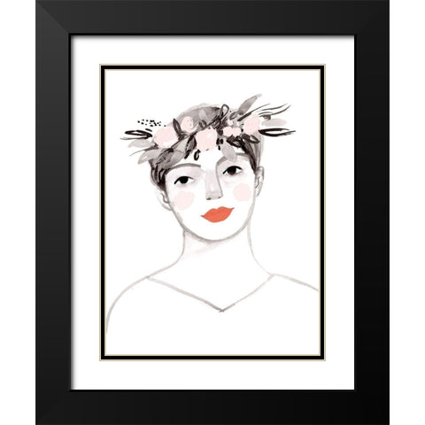 Blossom Crown IV Black Modern Wood Framed Art Print with Double Matting by Borges, Victoria