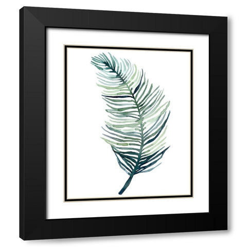 Watercolor Palm Leaves II Black Modern Wood Framed Art Print with Double Matting by Scarvey, Emma