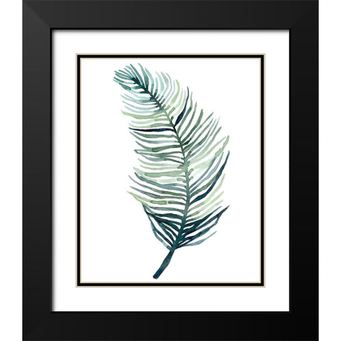 Watercolor Palm Leaves II Black Modern Wood Framed Art Print with Double Matting by Scarvey, Emma