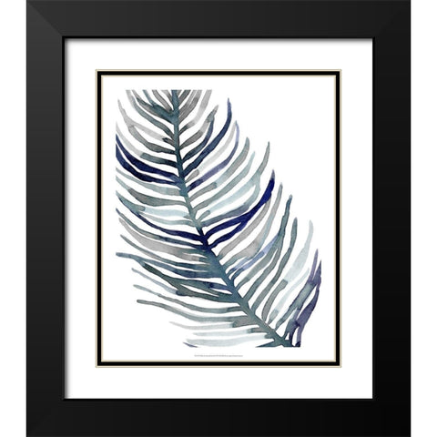 Blue Feathered Palm I Black Modern Wood Framed Art Print with Double Matting by Scarvey, Emma
