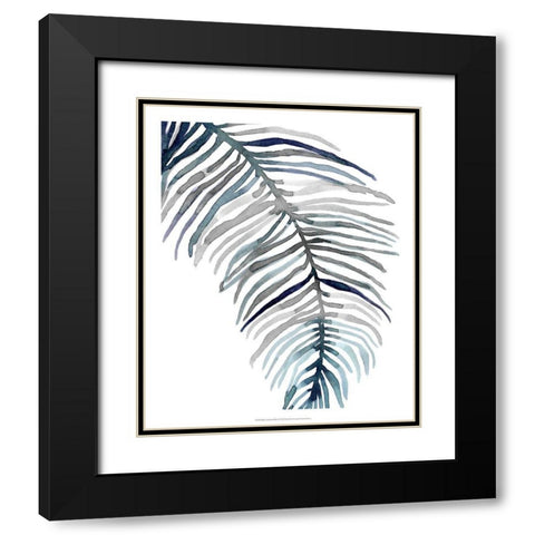 Blue Feathered Palm II Black Modern Wood Framed Art Print with Double Matting by Scarvey, Emma