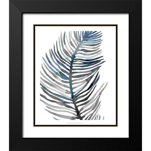 Blue Feathered Palm III Black Modern Wood Framed Art Print with Double Matting by Scarvey, Emma