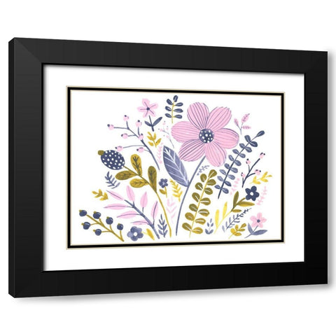 Sweet Folk Florals III Black Modern Wood Framed Art Print with Double Matting by Parker, Jennifer Paxton