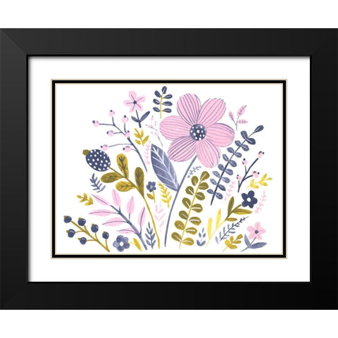 Sweet Folk Florals III Black Modern Wood Framed Art Print with Double Matting by Parker, Jennifer Paxton