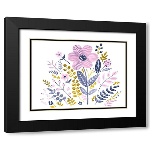 Sweet Folk Florals IV Black Modern Wood Framed Art Print with Double Matting by Parker, Jennifer Paxton