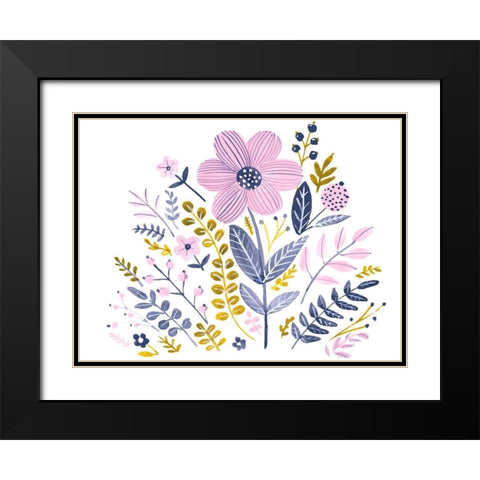 Sweet Folk Florals IV Black Modern Wood Framed Art Print with Double Matting by Parker, Jennifer Paxton