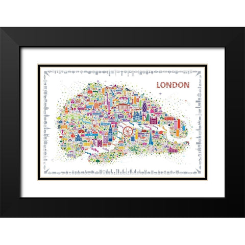 Iconic Cities-London Black Modern Wood Framed Art Print with Double Matting by Esquer, Rafael