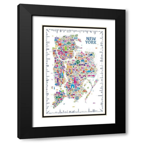 Iconic Cities-New York Black Modern Wood Framed Art Print with Double Matting by Esquer, Rafael