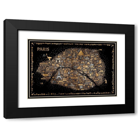 Glam Iconic Cities-Paris Black Modern Wood Framed Art Print with Double Matting by Esquer, Rafael