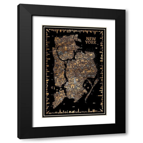 Glam Iconic Cities-New York Black Modern Wood Framed Art Print with Double Matting by Esquer, Rafael