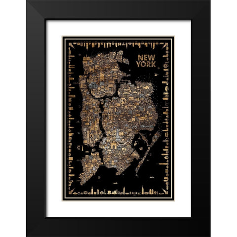 Glam Iconic Cities-New York Black Modern Wood Framed Art Print with Double Matting by Esquer, Rafael