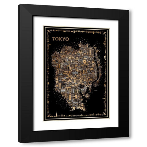 Glam Iconic Cities-Tokyo Black Modern Wood Framed Art Print with Double Matting by Esquer, Rafael