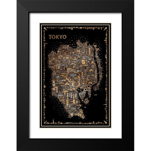 Glam Iconic Cities-Tokyo Black Modern Wood Framed Art Print with Double Matting by Esquer, Rafael