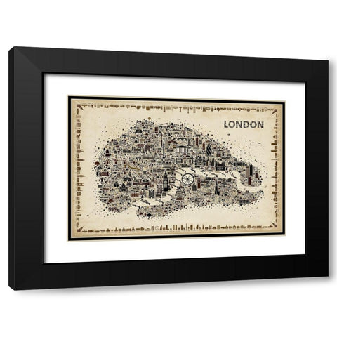 Antique Iconic Cities-London Black Modern Wood Framed Art Print with Double Matting by Esquer, Rafael