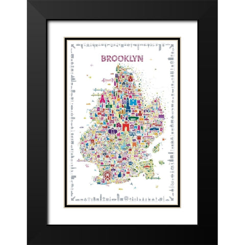 New York Collection-Brooklyn Black Modern Wood Framed Art Print with Double Matting by Esquer, Rafael