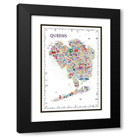 New York Collection-Queens Black Modern Wood Framed Art Print with Double Matting by Esquer, Rafael