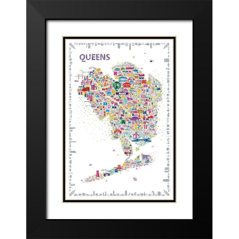New York Collection-Queens Black Modern Wood Framed Art Print with Double Matting by Esquer, Rafael