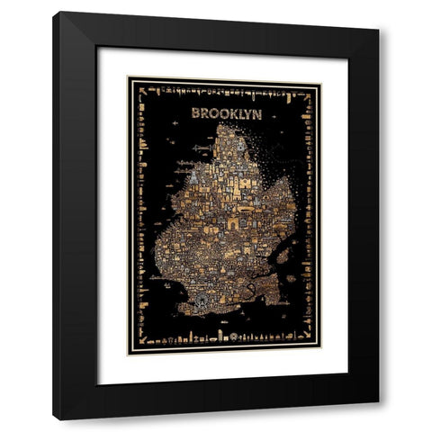 Glam New York Collection-Brooklyn Black Modern Wood Framed Art Print with Double Matting by Esquer, Rafael