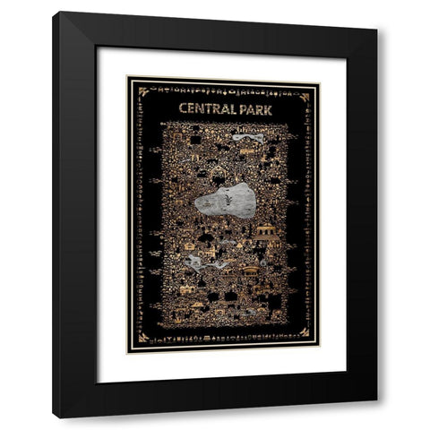 Glam New York Collection-Central Park Black Modern Wood Framed Art Print with Double Matting by Esquer, Rafael