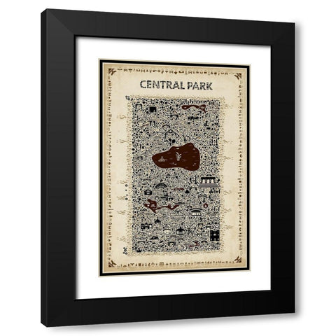 Antique New York Collection-Central Park Black Modern Wood Framed Art Print with Double Matting by Esquer, Rafael