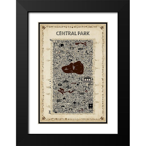 Antique New York Collection-Central Park Black Modern Wood Framed Art Print with Double Matting by Esquer, Rafael