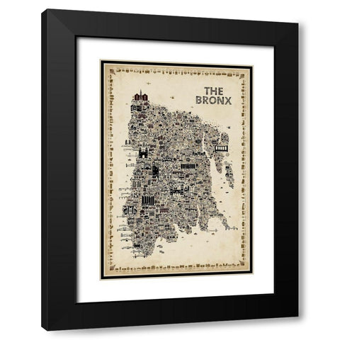 Antique New York Collection-Bronx Black Modern Wood Framed Art Print with Double Matting by Esquer, Rafael