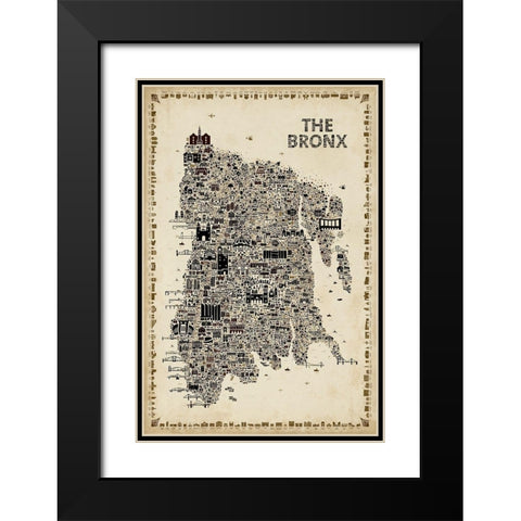 Antique New York Collection-Bronx Black Modern Wood Framed Art Print with Double Matting by Esquer, Rafael