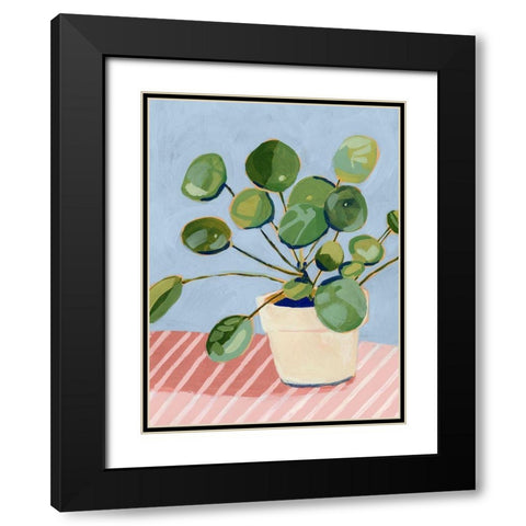 Plant on Pink I Black Modern Wood Framed Art Print with Double Matting by Borges, Victoria