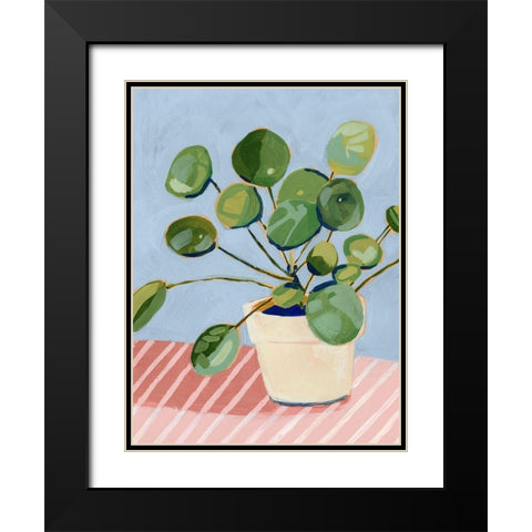 Plant on Pink I Black Modern Wood Framed Art Print with Double Matting by Borges, Victoria