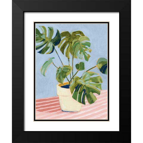 Plant on Pink II Black Modern Wood Framed Art Print with Double Matting by Borges, Victoria