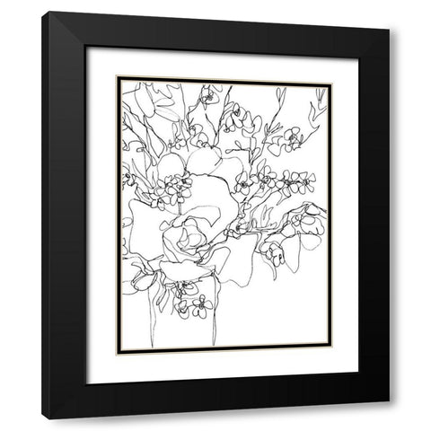 Contour Bouquet I Black Modern Wood Framed Art Print with Double Matting by Vess, June Erica