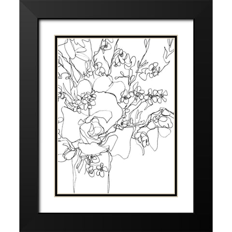Contour Bouquet I Black Modern Wood Framed Art Print with Double Matting by Vess, June Erica