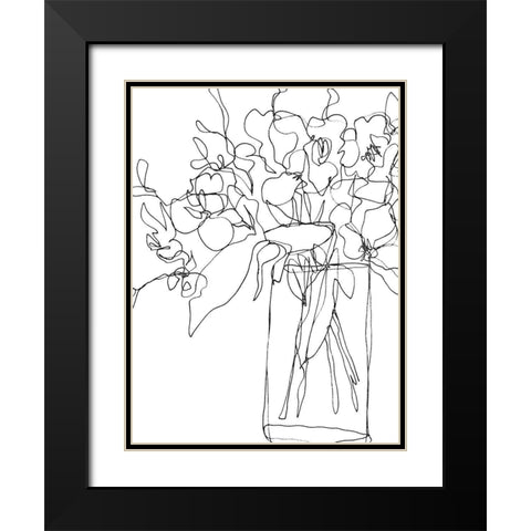 Contour Bouquet II Black Modern Wood Framed Art Print with Double Matting by Vess, June Erica