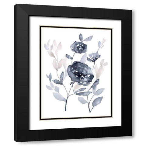 Peonies in Grey II Black Modern Wood Framed Art Print with Double Matting by Goldberger, Jennifer