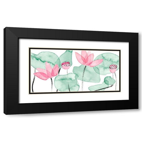 Lotus in Nature I Black Modern Wood Framed Art Print with Double Matting by Wang, Melissa