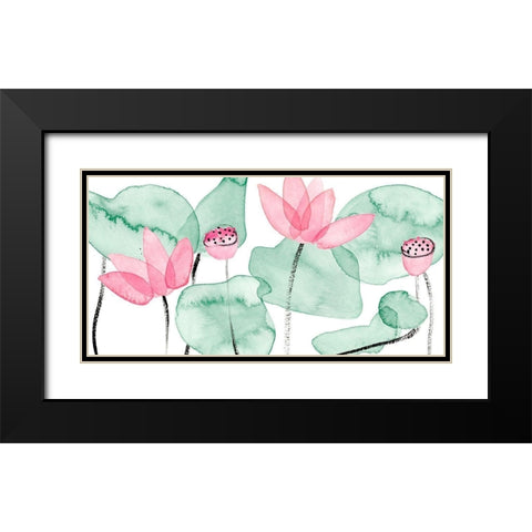 Lotus in Nature I Black Modern Wood Framed Art Print with Double Matting by Wang, Melissa