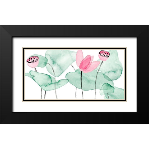 Lotus in Nature II Black Modern Wood Framed Art Print with Double Matting by Wang, Melissa