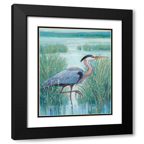 3-UP Wetland Heron I Black Modern Wood Framed Art Print with Double Matting by OToole, Tim