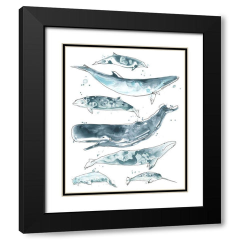 3-UP Cetacea II Black Modern Wood Framed Art Print with Double Matting by Vess, June Erica
